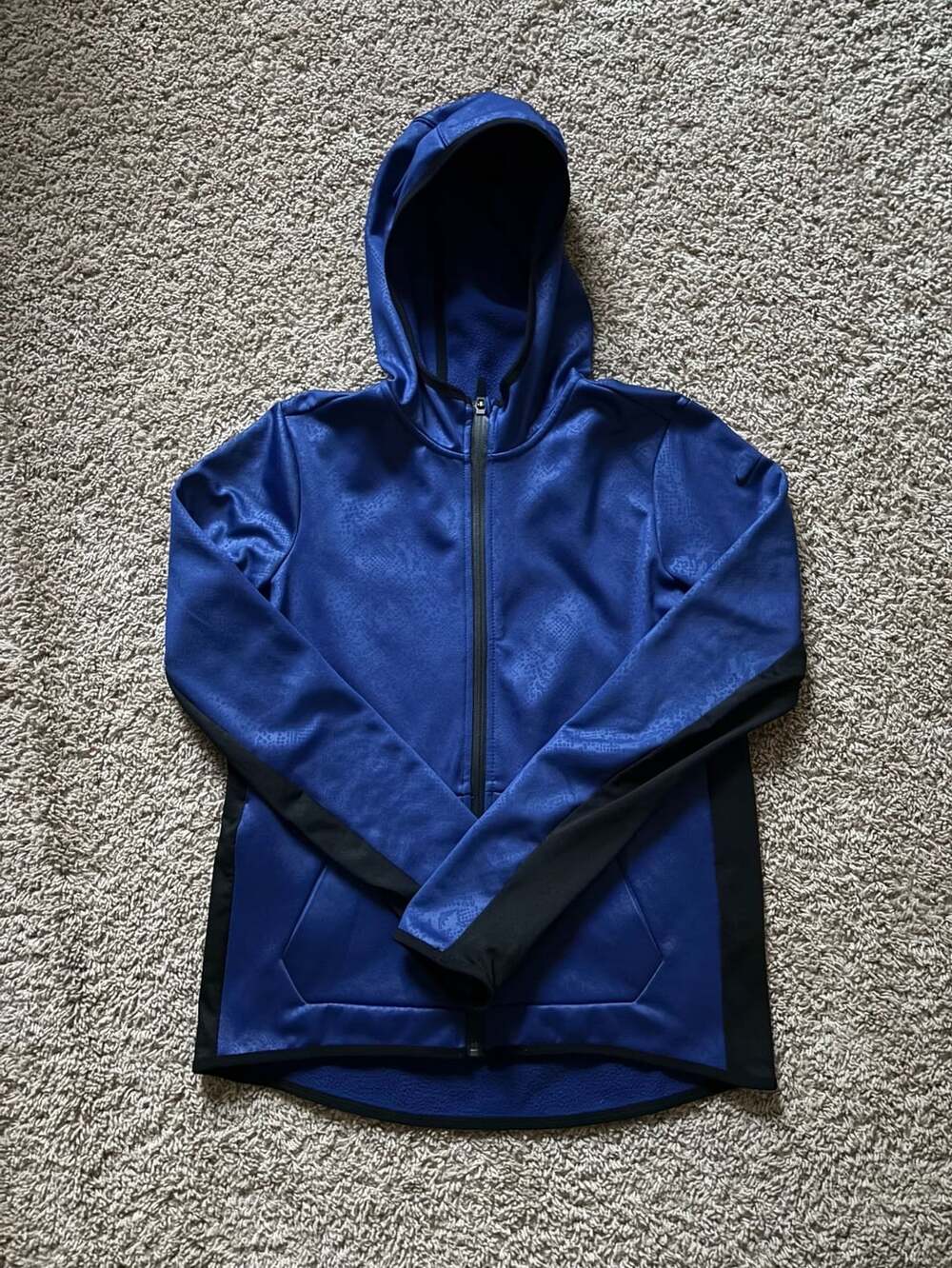 Nike Pro Therma-Fit Blue Patterned Full Zip Athletic Hoodie